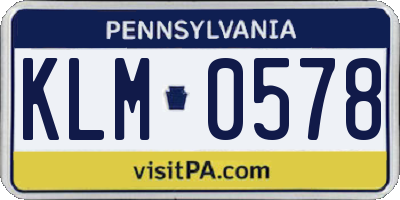 PA license plate KLM0578