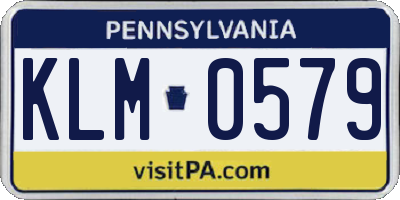 PA license plate KLM0579