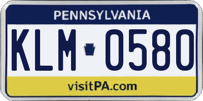PA license plate KLM0580
