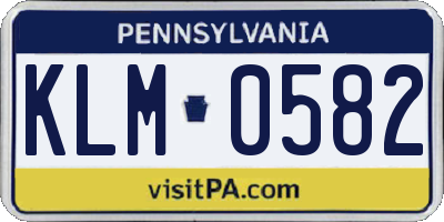 PA license plate KLM0582