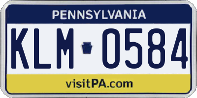 PA license plate KLM0584