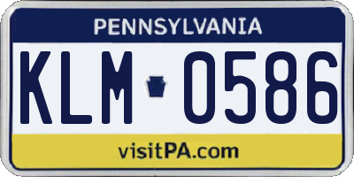 PA license plate KLM0586