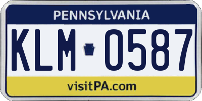 PA license plate KLM0587