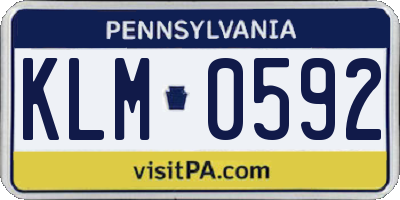 PA license plate KLM0592