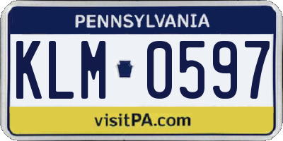 PA license plate KLM0597
