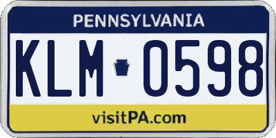 PA license plate KLM0598