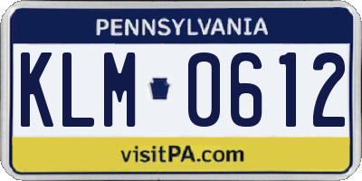 PA license plate KLM0612