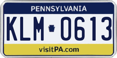 PA license plate KLM0613