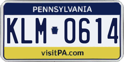 PA license plate KLM0614