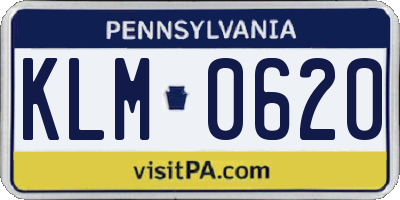 PA license plate KLM0620