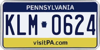 PA license plate KLM0624