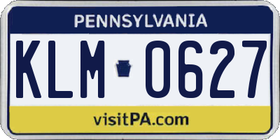 PA license plate KLM0627