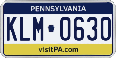 PA license plate KLM0630
