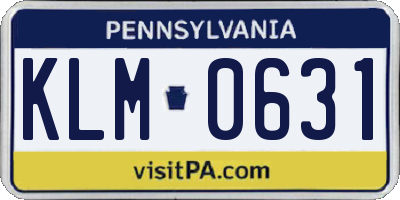 PA license plate KLM0631