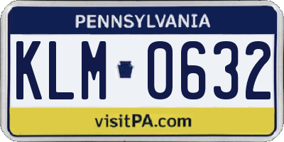 PA license plate KLM0632