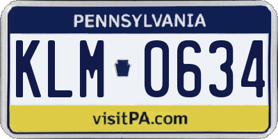 PA license plate KLM0634