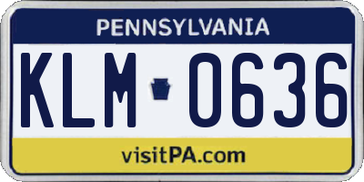 PA license plate KLM0636