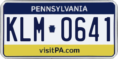 PA license plate KLM0641