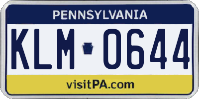 PA license plate KLM0644