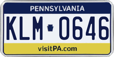 PA license plate KLM0646