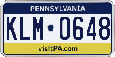 PA license plate KLM0648
