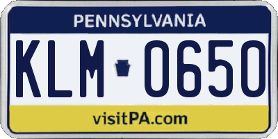 PA license plate KLM0650