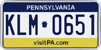 PA license plate KLM0651
