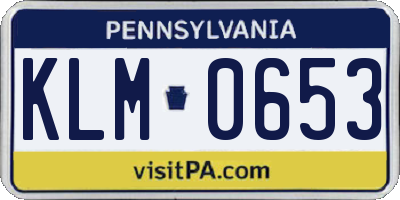 PA license plate KLM0653