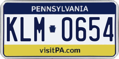 PA license plate KLM0654