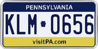 PA license plate KLM0656