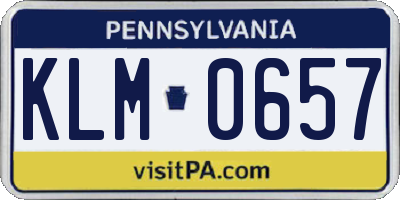 PA license plate KLM0657