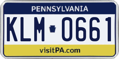 PA license plate KLM0661