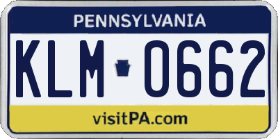 PA license plate KLM0662