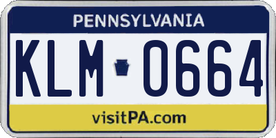 PA license plate KLM0664