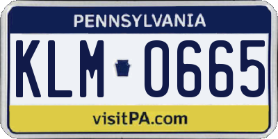 PA license plate KLM0665