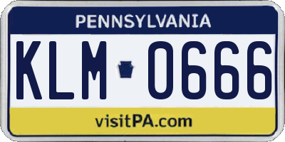 PA license plate KLM0666