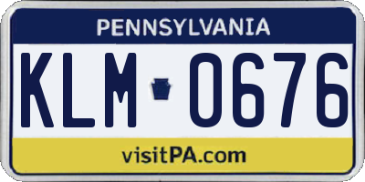 PA license plate KLM0676