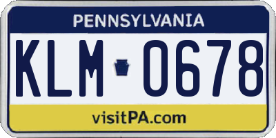 PA license plate KLM0678