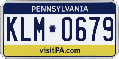 PA license plate KLM0679