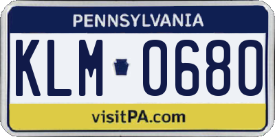 PA license plate KLM0680
