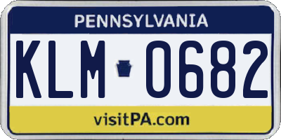 PA license plate KLM0682