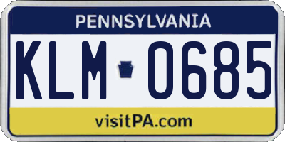 PA license plate KLM0685