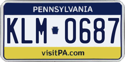 PA license plate KLM0687