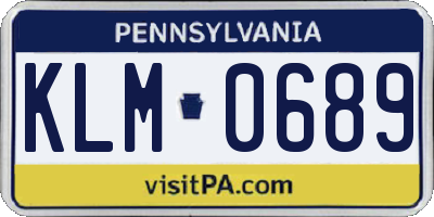 PA license plate KLM0689