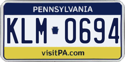 PA license plate KLM0694