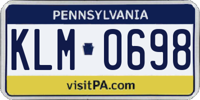 PA license plate KLM0698