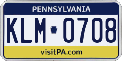 PA license plate KLM0708