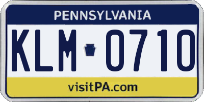 PA license plate KLM0710