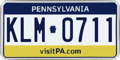 PA license plate KLM0711