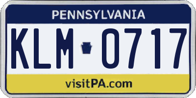 PA license plate KLM0717